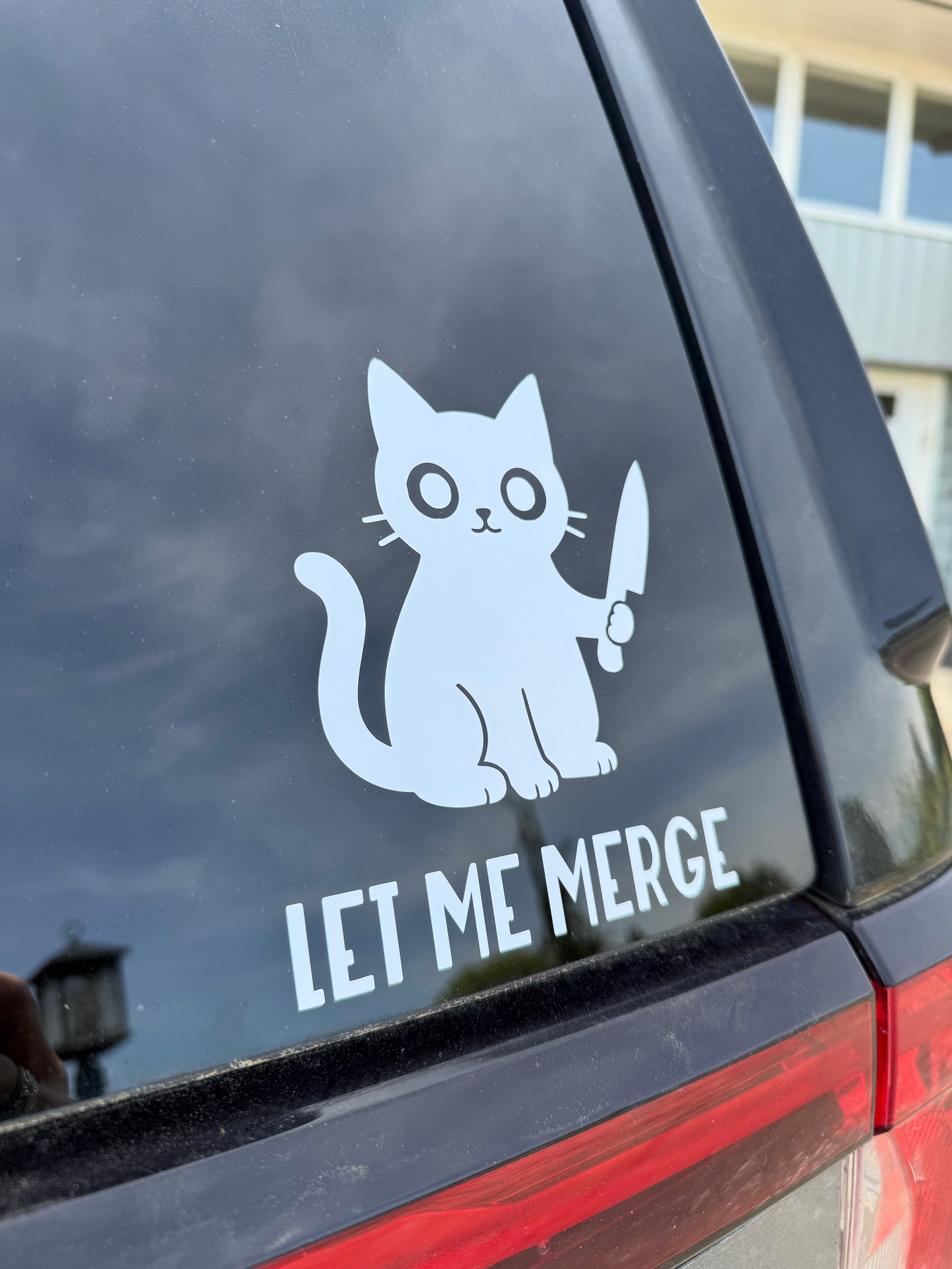Surprise Cat Eyes Peeking Sticker & Let Me Merge Funny Kitty Decal Bundle for Car Mirror, Window, Laptop, Tumbler, Water Bottle, Feline Fans