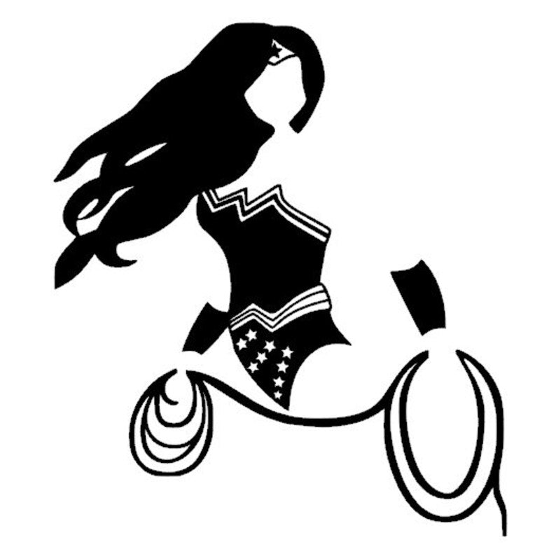 Linda Carter with Lasso Silhouette Decal + BONUS Mini Sticker for Truck, Car, Van, Locker, Cubicle, Tablet, glass, metal or plastic
