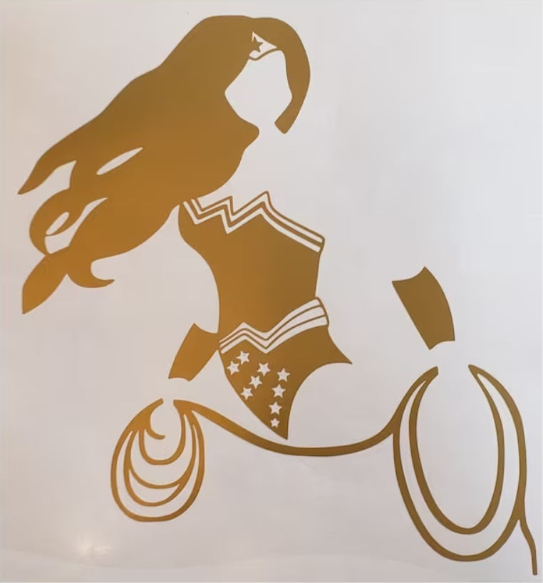 Linda Carter with Lasso Silhouette Decal + BONUS Mini Sticker for Truck, Car, Van, Locker, Cubicle, Tablet, glass, metal or plastic