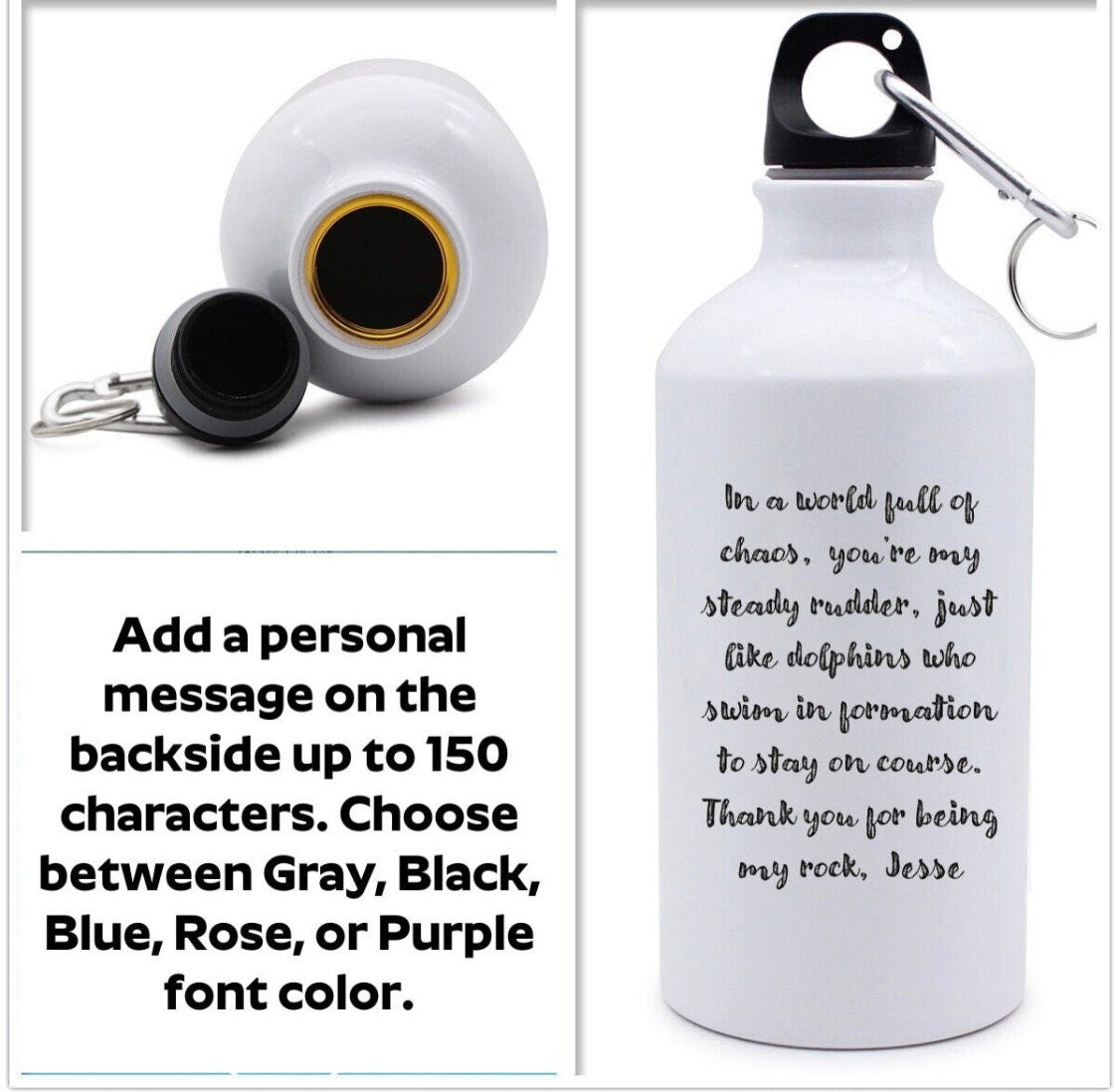 Customized Water Bottle with Your Kid’s Artwork! Your Child’s Masterpiece Enjoyed with Every Sip Taken at Work, School, Camping & Travel