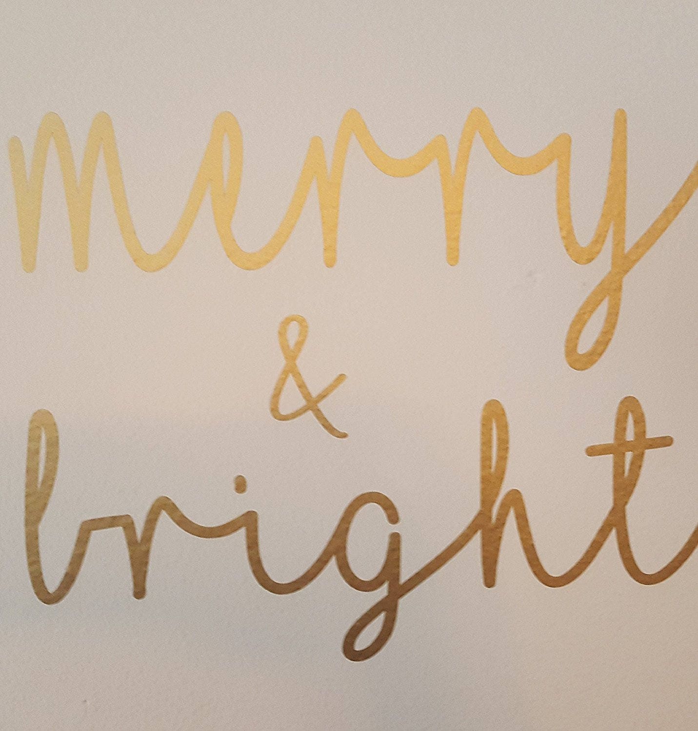Gold shimmer Christmas "Merry & Bright" Wall Sticker Decal for Apartment, Dorm, Cubicle, Home, Office or Car