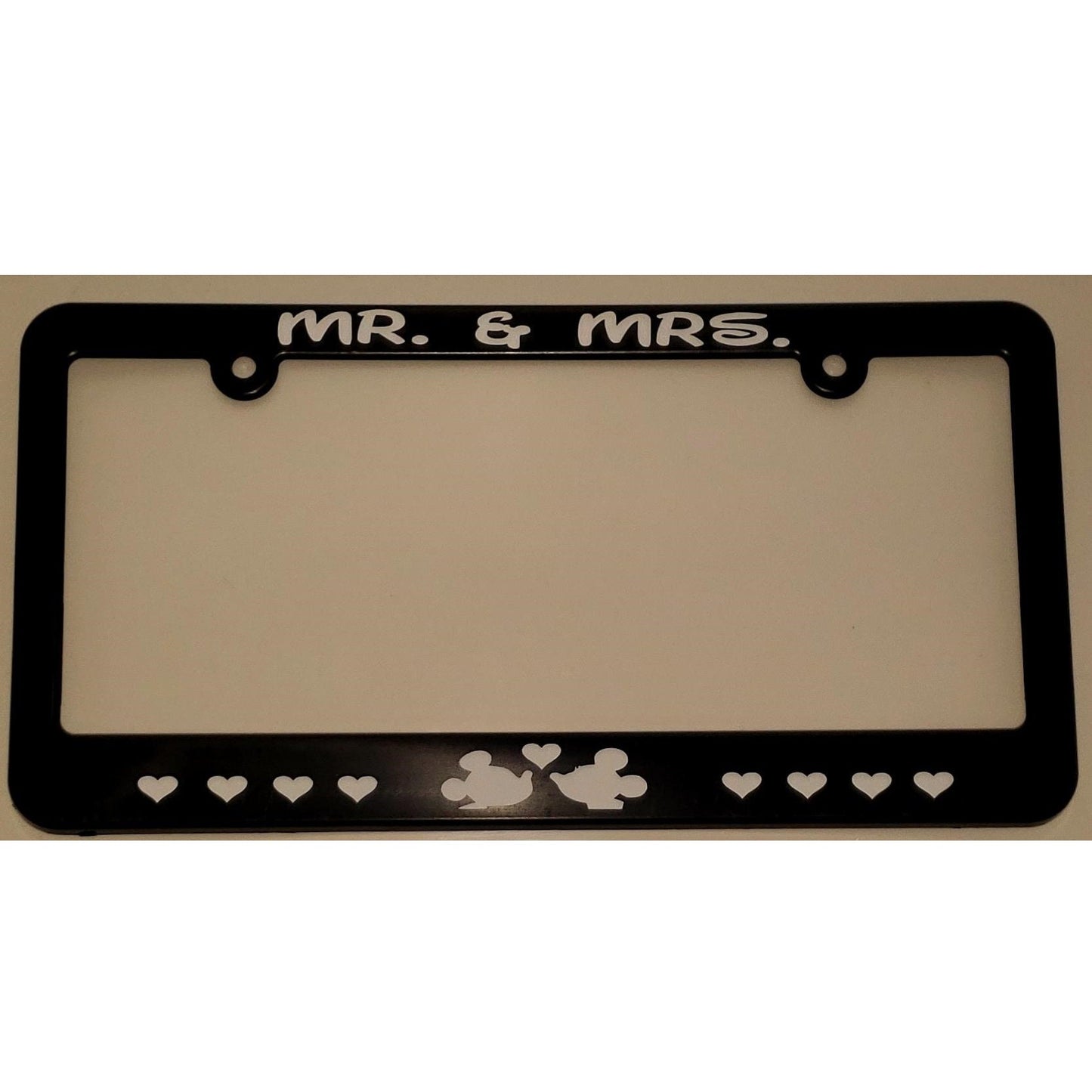 Mr. & Mrs. Mickey and Minnie Mouse in Love License Plate Frame Newlyweds, Just Married, Wedding, Anniversary Disney Disneyland husband wife