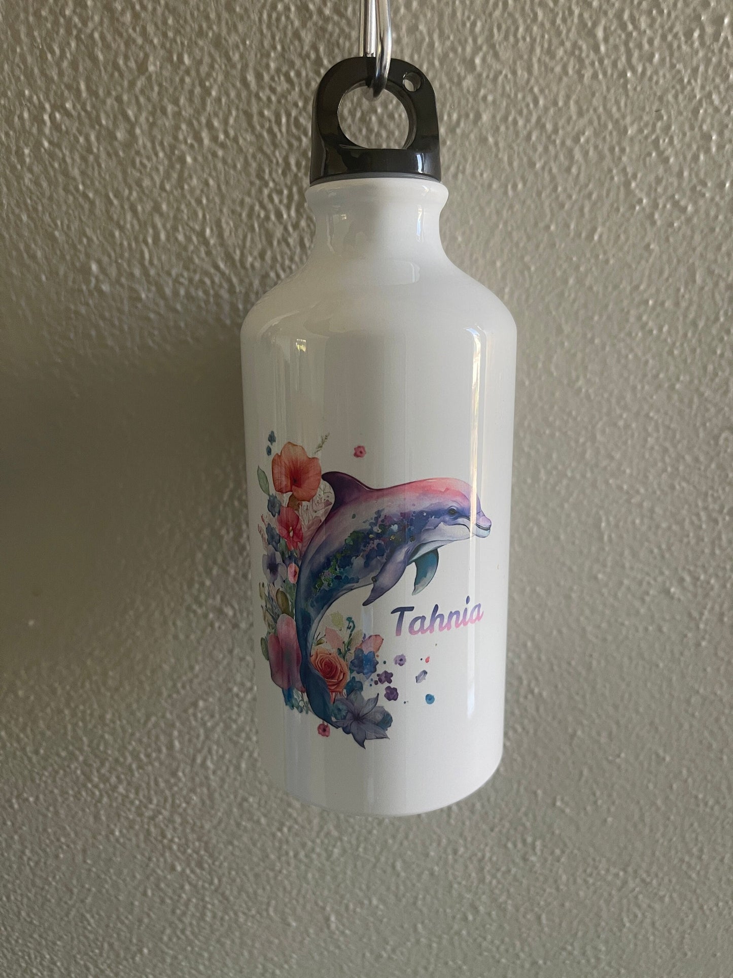 Dolphin Dreams Personalized Stainless Aluminum Sports Bottle, great for hiking, camping, sporting events, walks or travel, Vibrant Colors