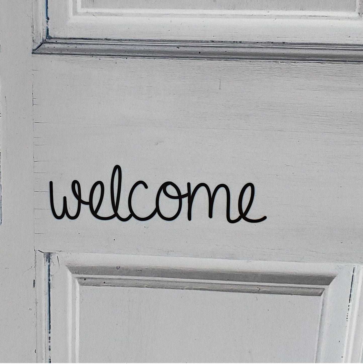 Welcome, Pair of Sticker Decals for Home Front Door or Window, Inviting to Visitors, 3 x 7 inches, Décor for Apartment, Condo, House, Dorm