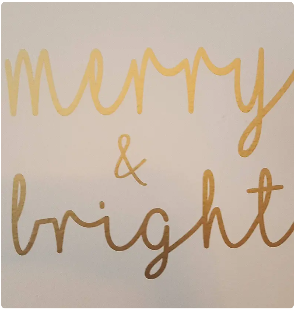 Gold Shimmer Christmas "Merry & Bright" Sticker Decal to Dress Up the Holidays