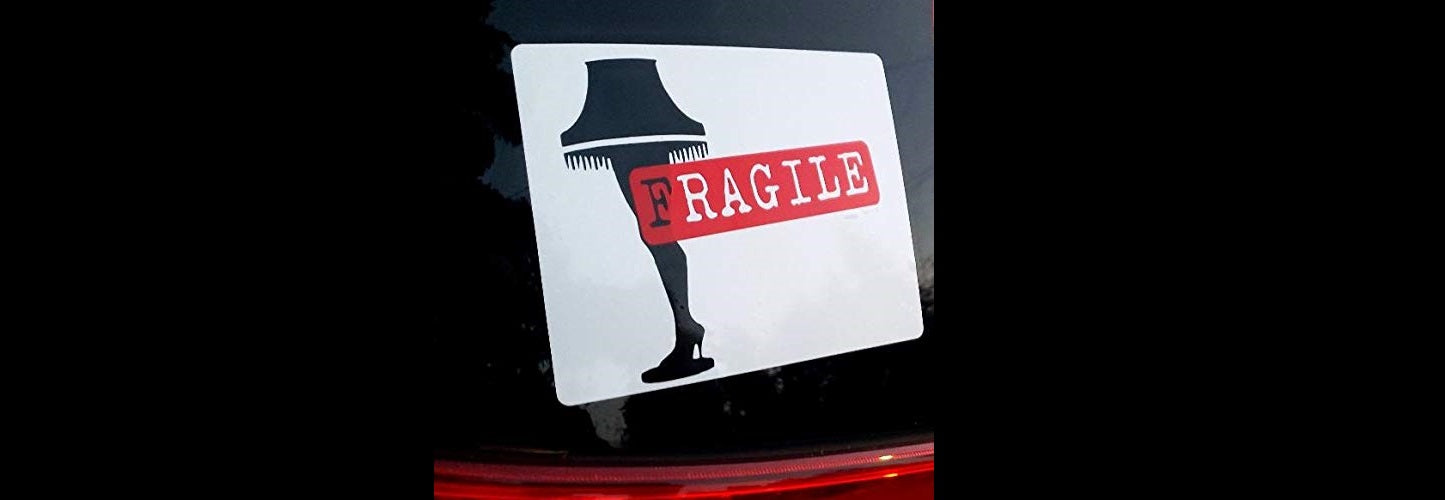 Funny Novelty Sticker Decal of A Christmas Story Leg Lamp Fragile Major Award, Weather-resistant accessory for vehicle