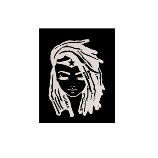 Nubia of Amazons, WW Floating Island, Powerful Black Woman Superhero, Female Warrior, 5 x 7 sticker decal, sticks to Glass, Metal or Plastic
